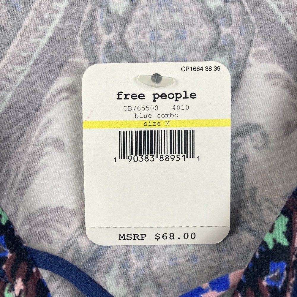 Free People NWT Pick A Place Long Sleeve Bodysuit Blue Combo Paisley Boho sz M - Picture 5 of 13
